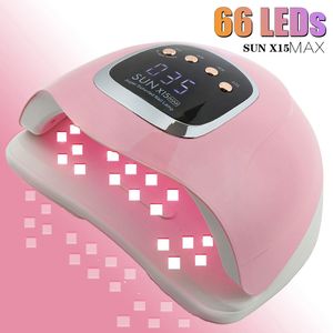 Secadores de unhas poderosas 66 leds lâmpada led uv para unhas gel polonês secagem unha lâmpada com sensor inteligente máquina de manicure equipamento de salão de arte de unhas 230715