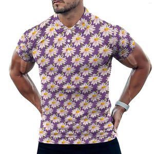 Men's Polos Daisy Chains Casual T-Shirts Flower Art Print Polo Shirt Men Trending Summer Short-Sleeve Custom Clothing Big Size