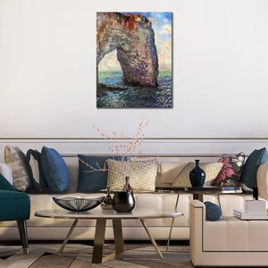 El boyalı dokulu tuval sanatı Etretat Claude Monet Resim Nat Nating Life Yemek Odası Dekor