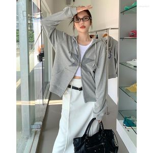 Kobiet bluz z kapturem Vintage Gray Starwear Womiet Hooded Star Contrasting Colours American Mash