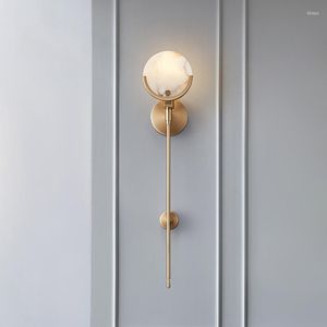 Wall Lamp Nordic Style Stone Natural Marble Lampshade Sconce Indoor Interior Lights For Living Room Dinning