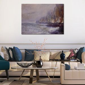 Canvas Art Claude Monet Painting The Effect of Fog Near Dieppe Handmade Artwork Vibrant Decor for Wine Cellar