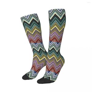 女性靴下自由ho放なホーム太もものハイストッキング面白いシックな抽象的な幾何学ジグザグオーバーザカーフチューブ