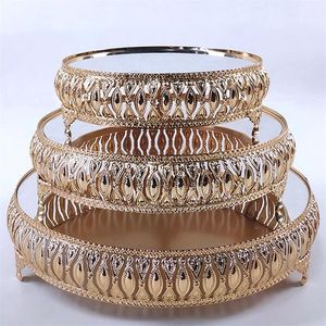 Dishes & Plates Metal Wedding Cake Stand Decoration Party Mirror Tray Dessert Electroplate Gold Cupcake Table Home Display Tools261M