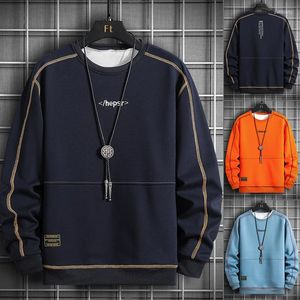 Erkek Hoodies Anszktn Erkekler Bahar Sonbahar Uzun Kollu T-Shirt Gevşek Artı Boyut Boyutu Boyunca Boş Zamanlı Tişörtü Yuvarlak Boyun Kazak Sweater