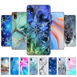 För Samsung Galaxy A01 Core Case 5,45 tum kiseltelefonomslag SM-A013 Marmor Snow Flake Winter Christmas