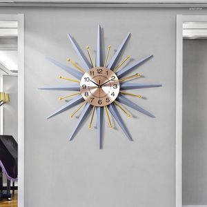 Relógios de parede Gigante de luxo Relógio nórdico Sala de estar Grande Silencioso Metal Estético Design moderno Reloj Pared Grande Decoração da casa ZP50BGZ