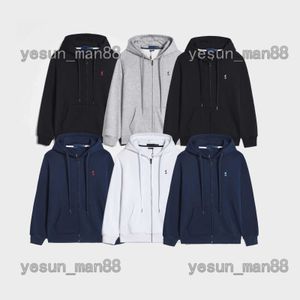 Tasarımcı Lüks Ralphs Polos Sweater Hoodie Erkek ve Kadın Fermuar Sweatshirt RL Pony Logo Baskılı Külot gevşek Gündelik Pamuklu Kapüşonlu Ceket