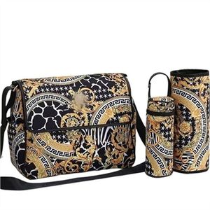 Borsa per pannolini Borsa per pannolini per mamma impermeabile Baby Baby Zipper Plaid marrone Stampa Vendite Zaino Messenger Pannolino Pile Tote Bag Moda set di tre pezzi a3