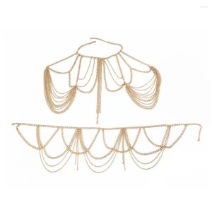 ネックレスイヤリングセット女性合金タッセルファッションパーソナライズされたウエストチェーンポータブル装飾ジュエリーギフトアクセサリーバーパーティー
