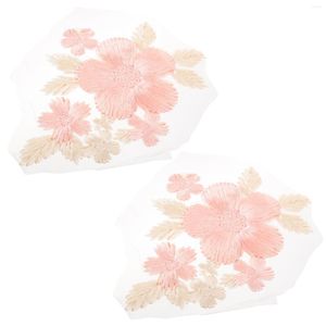 Brooches 2pcs Flower Sew On Patches Embroidered Appliques For Bridal Dress Clothes