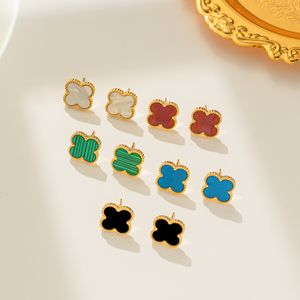 18k guldpläterad designer stud örhänge mode fyra blad klöver charm studs örhängen kvinnor julbröllop gåva smycken tillbehör ingen låda