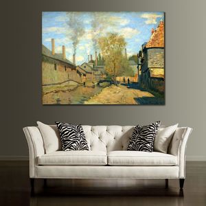 Handgefertigtes Ölgemälde von Claude Monet „Der Strom von Robec in Rouen“, moderne Leinwandkunst, moderne Landschaft, Wohnzimmerdekoration