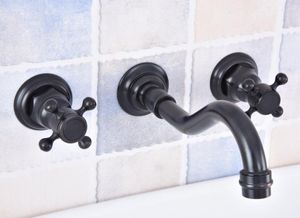 Rubinetti per lavabo da bagno Bronzo lucidato a olio nero Vasca a parete diffusa 3 fori Doppi manici Rubinetto per lavabo da cucina Rubinetto Asf500