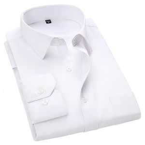 Camisetas Masculinas 4XL 5XL 6XL 7XL 8XL Tamanho Grande Business Casual Camisa de Manga Longa Branco Azul Preto Camisa Social Masculina Inteligente Para Plus 230715