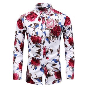 Men s T Shirts 2023 Fashion Flower Printed Shirt Casual Plus Size Long Sleeve Shirts Male Slim Fit Mens Office M 7XL 230715