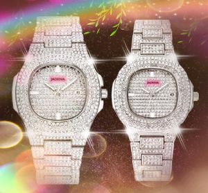 Знаменитые три стежки дизайнерские часы 39 -мм роскошные модные хрустальные бриллианты Мужчины женщины из нержавеющей стали часовые квадратные набор дамские часы