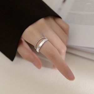 Cluster Rings Real 925 Sterling Silver Double-layer Finger For Women Men Vintage Brushed Light Bead Chain Open Wedding Jewelry