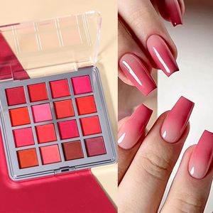 Paznokieć gniazdka proszkowa hologografia stała gradient czerwony różowy kurz pocieranie się żel Polski pigment do manicure art.