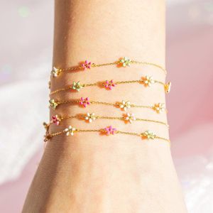 Braccialetti con ciondoli Ins Bracciale con fiori colorati a goccia d'olio vintage Carino per regalo di gioielli estetici di moda per ragazze da donna