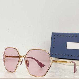 2023 Unisex Высококачественные солнцезащитные очки Золотые тонкие металлические полу-безмолвные розовые стаканы с полигонами доступны в коробке