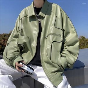 Men's Jackets American Retro Pu Leather Jacket Men Overcoat Spring Autumn Hiphop Motorcycle Baseball Uniform Male Clothes