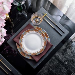 Pratos EECAMAIL Conjunto de Talheres Geométricos Modernos Louça de Mesa de Luxo Criativa Europeia Prato Ocidental Personalização Avançada High Bone China