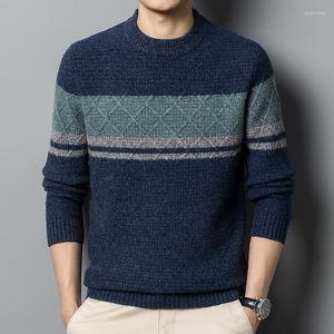 Blusas masculinas de lã masculina suéter grosso etono de inverno moda de retalhos de retalhos Jumpes masculino de-pescoço