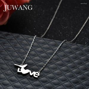 Anhänger Halsketten JUWANG LOVE Charm PendantNecklace Für Frau Mädchen Kupfer Metall Micro Pave Zirkon Halskette Schmuck Geschenk Colliers Großhandel