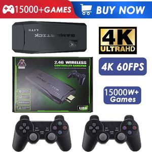 Portable Game Players M8 Video Game Console TV For PS1 FC GBA 64G 2.4G Double Wireless Controllers Built-in 15000 Game Stick 4K HD 230715