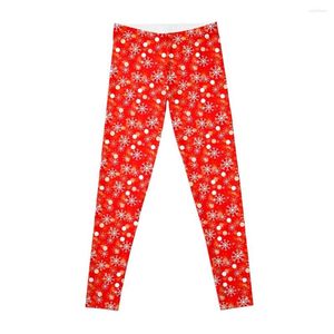 Active Pants White Christmas Snowflakes On A Festive Red Background Leggings Sports Women's Sport Push Up Tights For Women