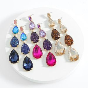 Dangle Earrings Vedawas Luxury Multicolored Crystal Water Drop Earring For Women Boho Bling Hanging Wedding Jewelry