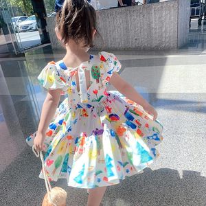 Girl Dresses Baby Girls Summer Kids Sleeveless Cute Umbrella Print O-neck A-line Graffiti Princess