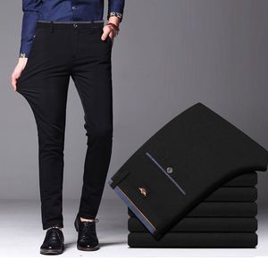 Men's Business Casual Long Pants: Spring-Autumn Elastic Straight Suit Trousers (28-40)