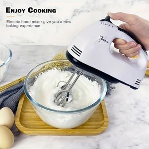 Sbattitore elettrico portatile a 7 velocità da 1pc, sbattitore elettrico portatile potente per uso domestico, frullino per le uova tenuto in mano, piccolo miscelatore per panna da montare per torte, cottura al forno, cottura, dessert