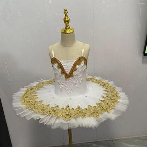 Traje de Palco Branco Swan Lake Ballet Tutu Saia Roupas Infantis Emprega Meninas Vestido Performance