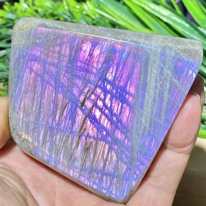 Ashtrays Purple Light Labradorite Natural Stones And Crystal Blue Moonstone Hecatolite Mineral Samples Specimen Home Decor x0627