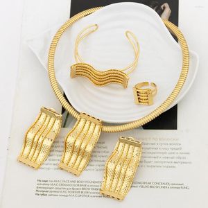 Colar Brincos Conjunto Dubai Para Mulheres Anel Africano Pulseira Moda Etíope Banhado a Ouro Noiva Jóias Festa de Casamento