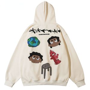 Erkek Hoodies Sweatshirts Hip Hop Komik Japon Karikatür Baskı Hoodie Sweatshirt Street Giyim Külot Kapüşonlu Kadınlar Erkekler Harajuku Moda Günlük Gevşek Tops 230715