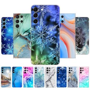 Для Samsung Galaxy S22 | S22+ Ultra 5G Case Back Cope Plus Plus Coque Marble Snow Flake Winter Christmas