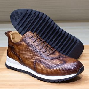 Mens Casual Sneakers Genuine Cow Leather Fashion Handmade Lace Up Sports Oxford Daily Breathable Outdoor Walking Shoes for Men