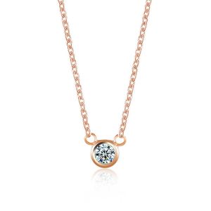 Princess Round Cut Cubic Zirconia New Simple Diamond Necklace Cz Zircon Chain Accessories Rose Gold Color Estética Pingente Joias Colares Para Mulheres Atacado