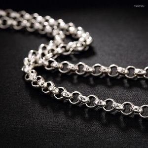 チェーンソリッド925染色シルバー5mm 6mm Sutra Rolo Linkチェーンネックレス19.7 