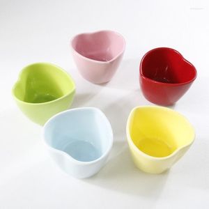 Bowls Cartoon Kids Heart Shaped Ceramic Bowl Oven Baked Milk Egg Breakfast Salad Plate Tableware Cooking Dishes Kitchen Utensils