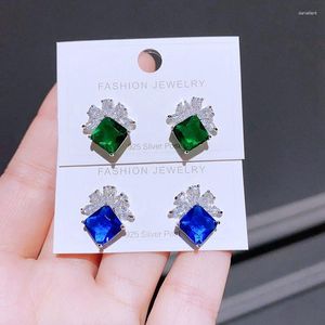 Studörhängen Migga Designer Green Blue Cubic Zirconia Luxury Women Party Gift Jewelry Accessories