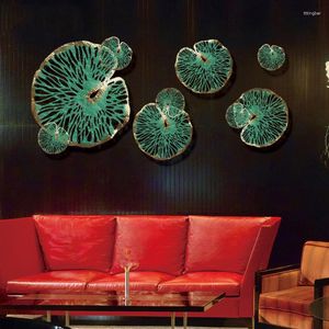 Wall Stickers Chinese Wrought Iron Green Lotus Leaf Decoration Pendant Restaurant Hanging Crafts Home Livingroom Sticker Mural