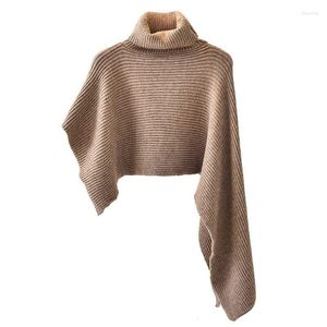 Maglioni da donna IHOBBY Maglione dolcevita invernale Mantelle lavorate a maglia Mantello Donna Manica a pipistrello Pullover allentato Poncho Pull High Street Crop irregolare