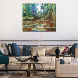 Famous Paintings by Claude Monet Water Lily Pond and Bridge Impressionist Landscape Hand Painted Oil Artwork Home Decor