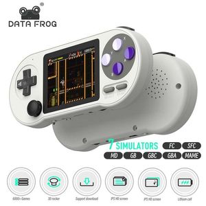 Portabla spel Players Data Frog SF2000 Portable Handheld Game Console 3 Inch Retro Game Consoles Inbyggda 6000 Games Classic Mini Video Games for Kids 230715