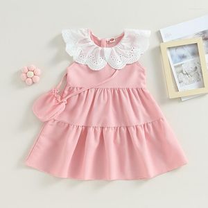 Girl Dresses Little Baby Girls Princess Dress Contrast Color Casual Summer A-Line Crossbody Bags For Beach Party Cute Clothes 2pcs